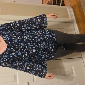 Michael Kors Navy Blue Floral Blouse
